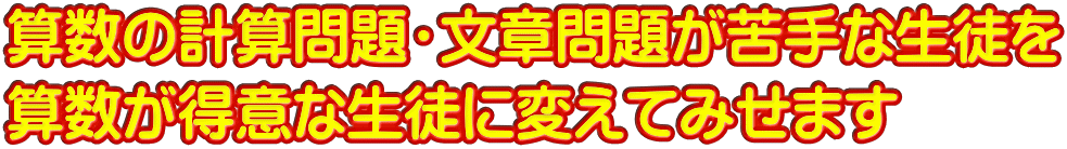 算数の計算問題・文章問題が苦手な生徒を 算数が得意な生徒に変えてみせます